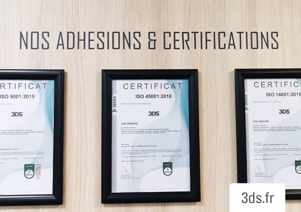 3DS Groupe certification ISO 14001 ISO 45001 et ISO 9001