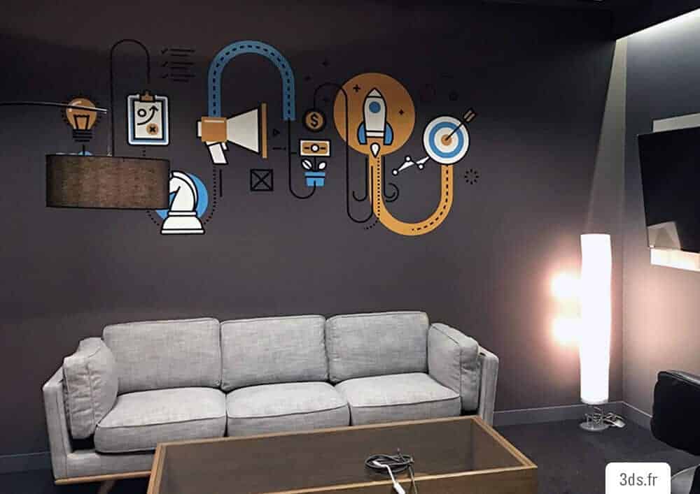 Décoration Murale Bureau Entreprise Visuel Graphique Adhésif