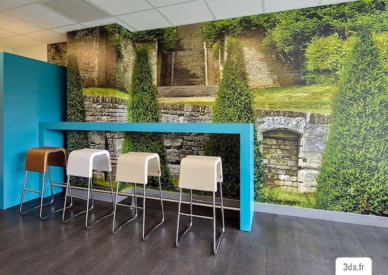 Visuel mural imprimé cafétéria bureau sur mesure