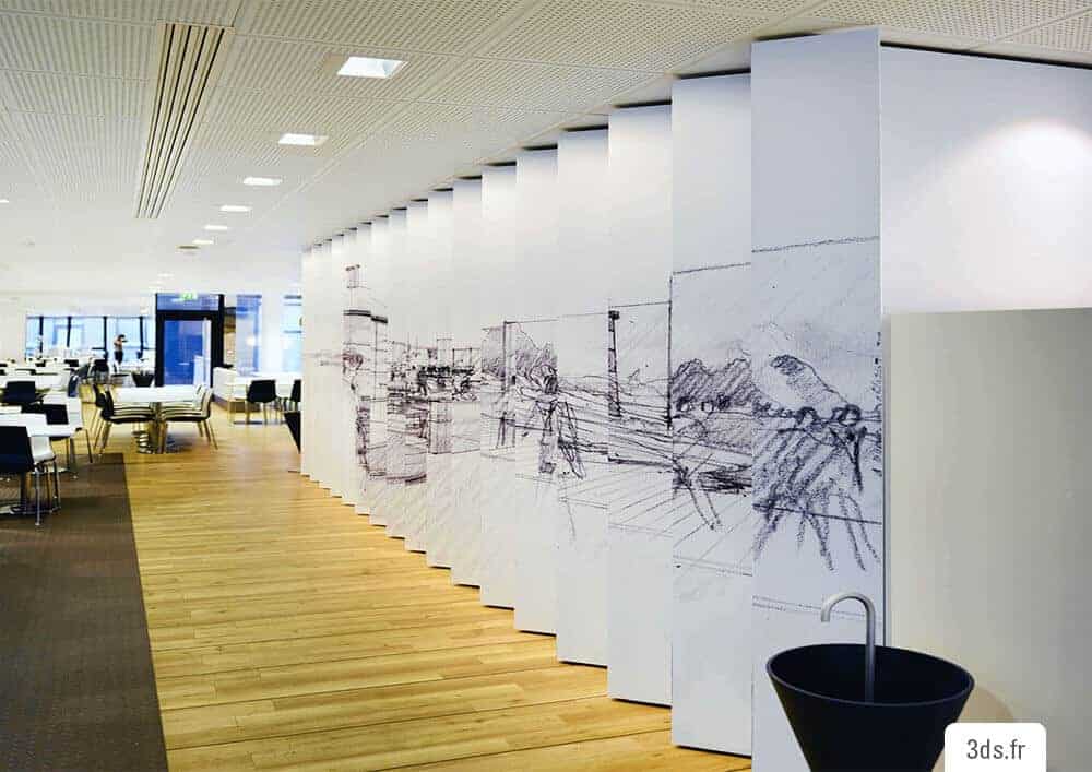 Visuel mur design trompe l'oeil imprimé entreprise