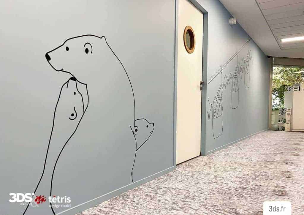 Visuel mur découpé adhésif sur mesure entreprise