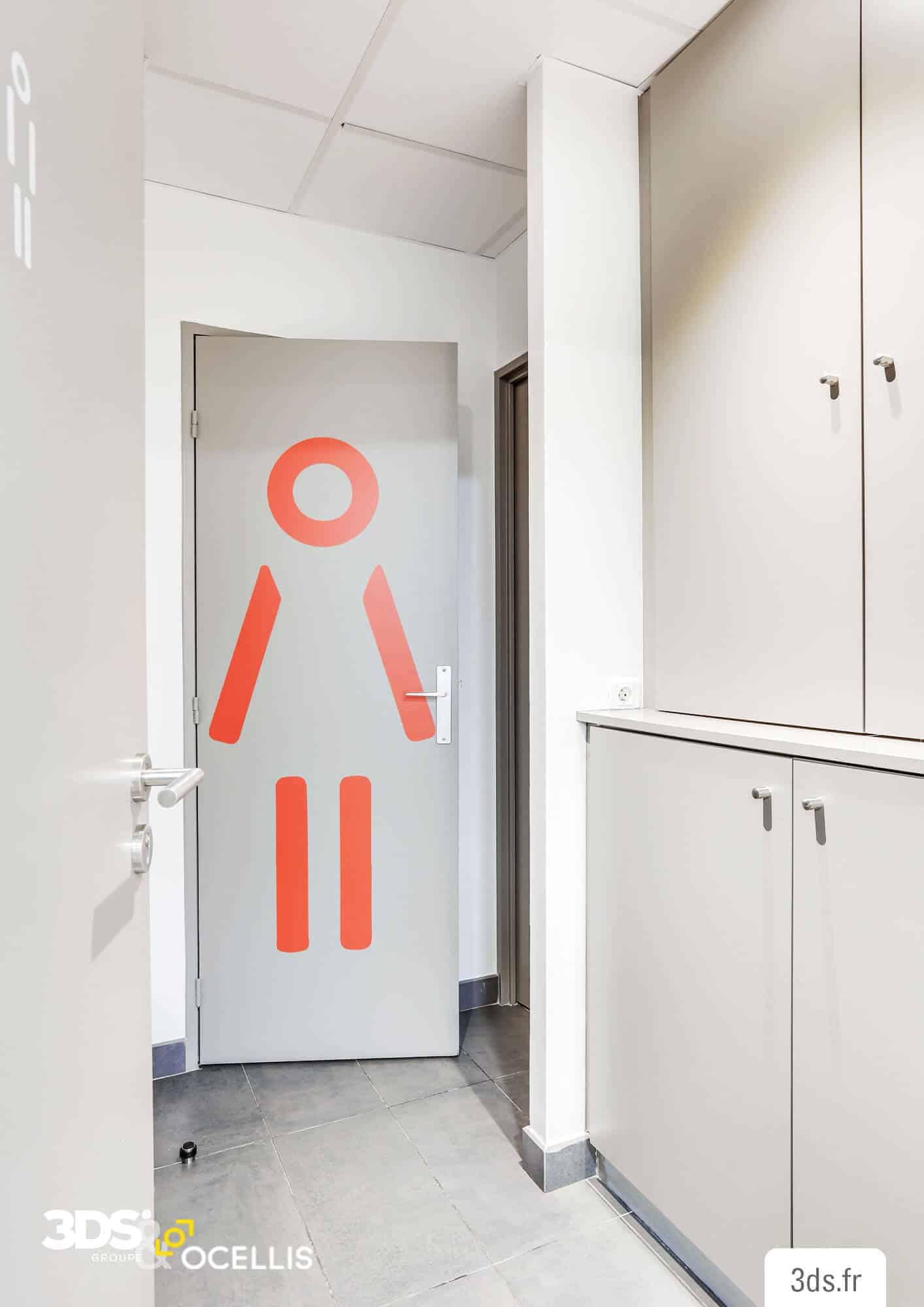 Pictogramme adhésif toilette porte