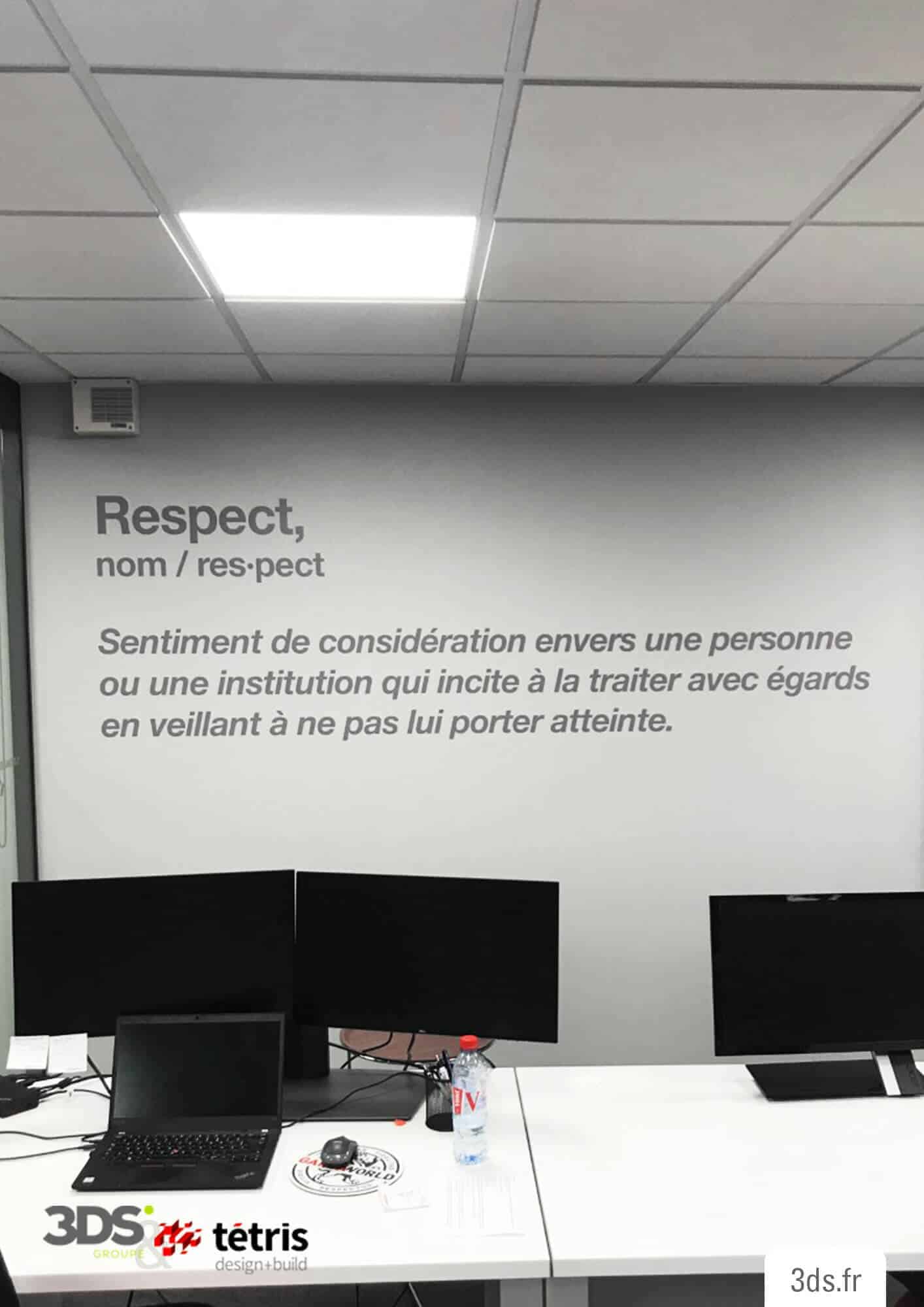 Lettrage découpé mur bureau slogan