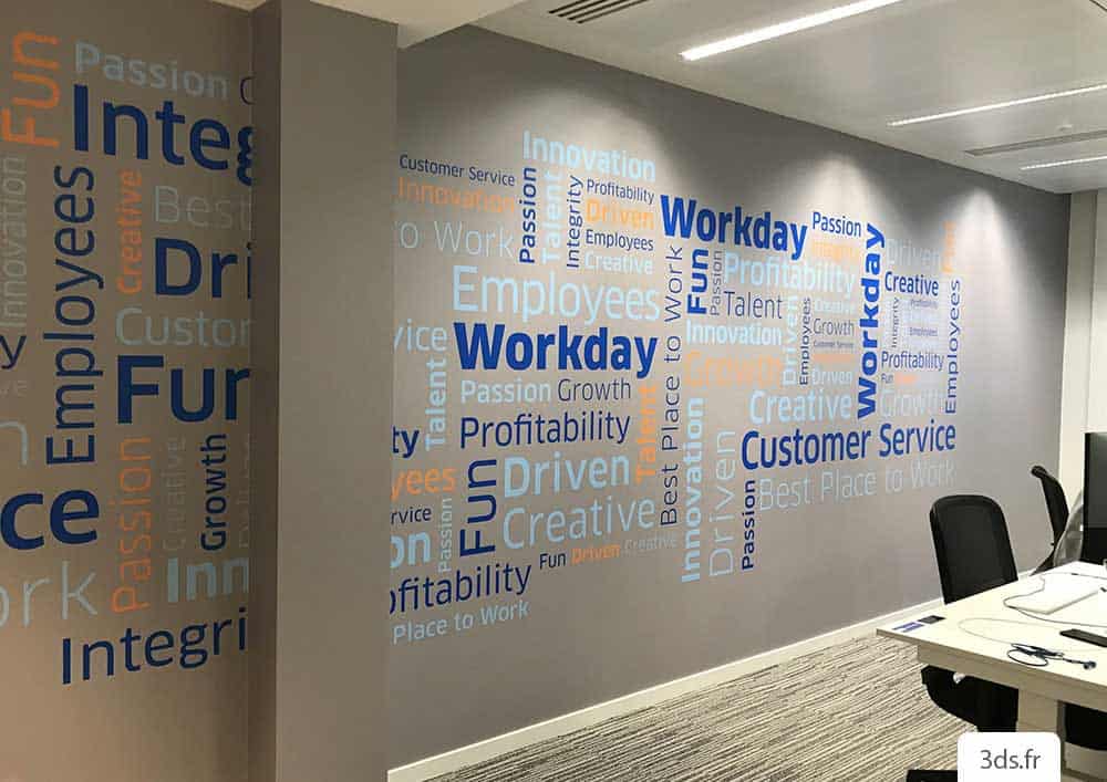 Nuage Mots Décor Mural Aménagement Bureaux