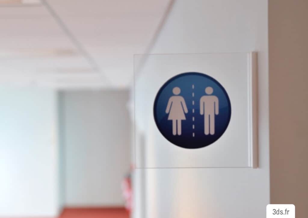 Drapeau signalétique toilette sanitaire sur mesure