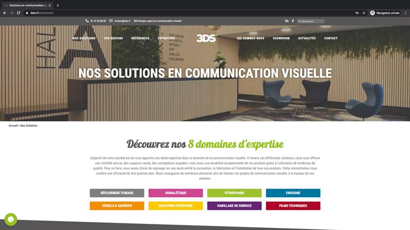 nos solutions site expert communication visuelle 3DS GROUPE