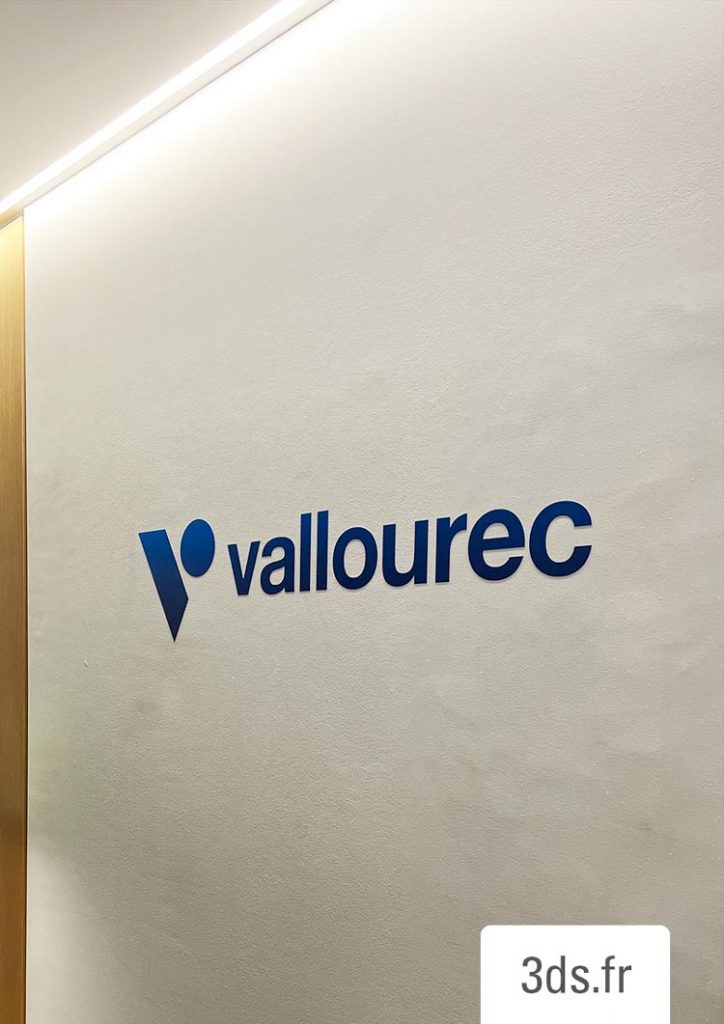 Vallourec enseigne bleu adhésive sur mesure 3DS Groupe