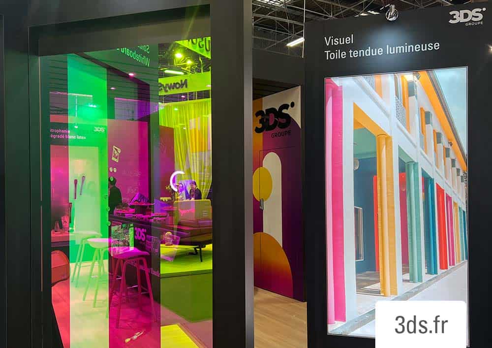 workspace vitrophanie toile tendue stand 3DS GROUPE