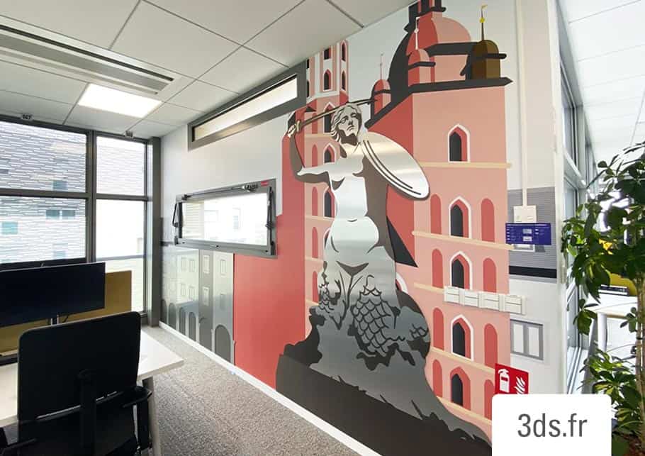 Visuel adhésif mural bureau 3DS Groupe